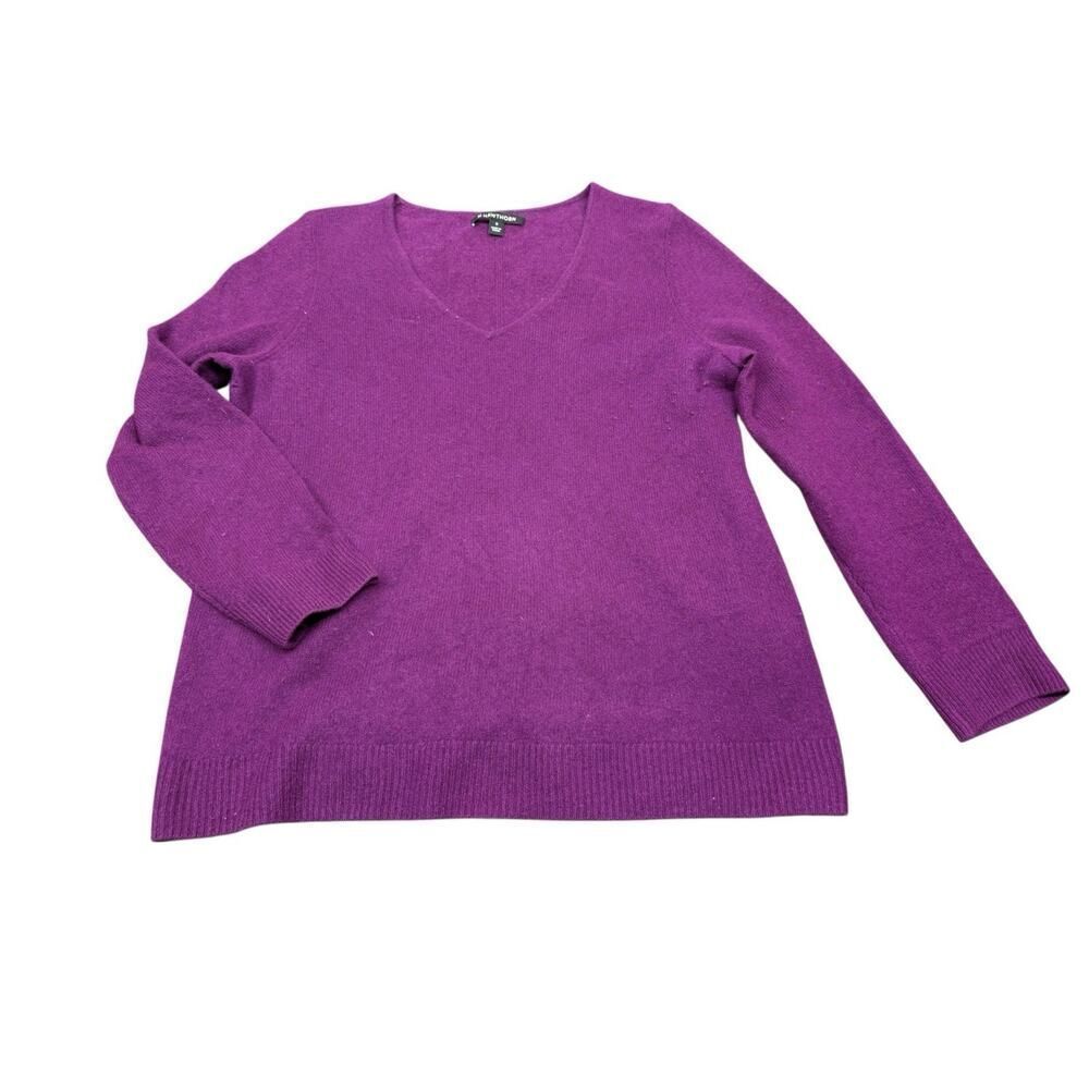 41 Hawthorn 100% Cashmere Purple V-Neck Sweater Medium Soft Knit